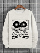 Men's Skull Tape Abstract Art Print Cotton Casual Sweatshirt