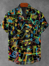 Fun Colorful Musical Note Decorative Pattern Cotton Linen Casual Shirt