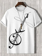 Men's Peace Guitar Graphic Print Cotton Casual T-Shirt