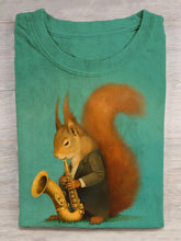 Men's Squirrel Playing Saxophone Graphic Print Casual T-Shirt