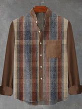 Retro Plaid Graphic Print Cotton Linen Long Sleeve Shirt