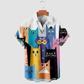 Men's Cats Print Short Sleeve Shirt