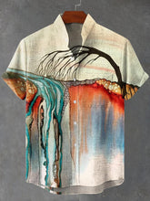 Abstract Art Print Cotton Linen Casual Shirt