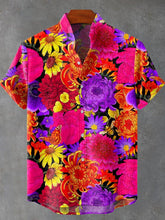 Bright Flowers Vintage Print Cotton Linen Casual Shirt