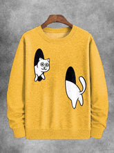 Men's Funny Magic Cat Through Art Print Casual Sweatshirt
