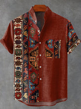 Vintage African Ethnic Tribe Pattern Art Print Cotton Linen Casual Shirt
