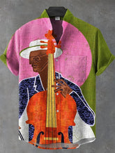 Vintage Abstract Musicians Art Cotton Linen Casual Shirt