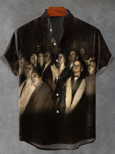 Audience Art Print Cotton Linen Casual Shirt