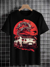 Men's Cool Dragon Car Illustration Print Cotton Casual T-Shirt