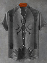 Halloween Demon Girl Vintage Print Cotton Linen Casual Shirt