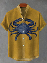 Blue Crab Print Casual Shirt