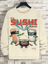 Men's Fun Japanese Sushi Art Print Cotton Casual Sweatshirt