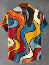 Colored Irregular Graphics Vintage Print Cotton Linen Casual Shirt