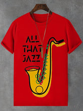 Men's All That Jazz Saxophone Graphic Print Cotton Casual T-Shirt