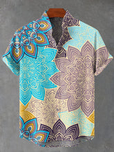 Bohemian Sunflower Art Print Cotton Linen Casual Shirt