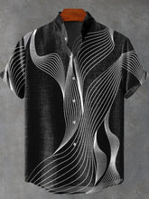 Lines Art Print Cotton Linen Casual Shirt