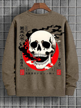 Men's Japanese Skull Smoke Art Print Cotton Casual Sweatshirt