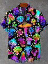 Colorful Dream Mushroom Vintage Print Cotton Linen Casual Shirt