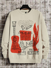 Men's Musical Instrument Graphic Print Cotton Casual Sweatshirt