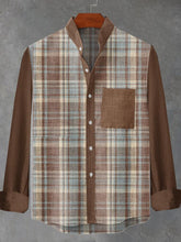 Retro Plaid Graphic Print Cotton Linen Long Sleeve Shirt