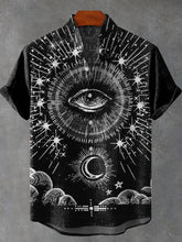 Magic Eye Moon Art Print Cotton Linen Casual Shirt