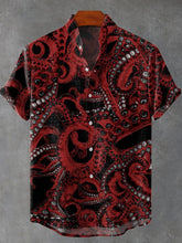 Deep Sea Octopus Tentacles Blood Art Print Cotton Linen Casual Shirt