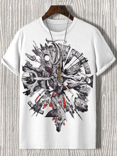 Men's Retro Mysterious Tarot Illustration Print Cotton Casual T-Shirt