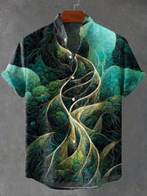 Abstract Art Print Cotton Linen Casual Shirt