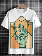Men's Hamsa Hand Retro Hippie Evil Eye Print Cotton Casual T-Shirt