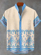 Men'S Retro Ethnic Print Cotton Linen Shirt