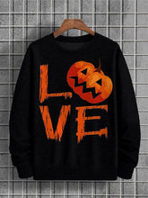 Men's Love Pumpkin Halloween Art Graphic Print Cotton Casual Sweatshirt