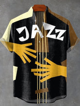 Vintage Jazz Art Print Musician Art Cotton Linen Casual Shirt