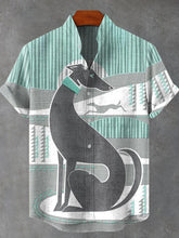 Dog Abstract Art Print Cotton Linen Casual Shirt