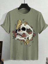 Men's Skull With Bees Honeycomb Floral Graphic Print Tee