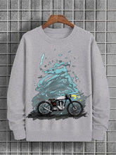 Men's Retro Motorcycle Fluid Art Graphic Print Cotton Casual Sweatshirt