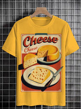 Men's Vintage Cheese Art Print Cotton Casual T-Shirt