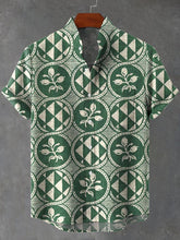 Classic Wallpaper Panel Art Print Cotton Linen Casual Shirt