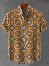 Classic Vintage Carpet Pattern Print Cotton Linen Casual Shirt
