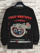 Men's Fugu Anatomy Japanese Fun Art Print Cotton Casual Sweatshirt