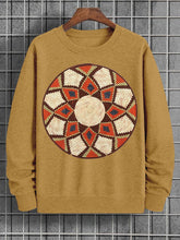 Men's Geometric Retro Traditional Pattern Print Cotton Casual Sweatshirt