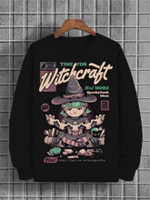 Men's Halloween Witch Illustration Print Cotton Casual Sweatshirt