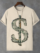 Men's Vintage Dollar Graphic Print Cotton Casual T-Shirt
