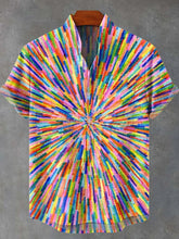 Color Bloom Fireworks Art Print Cotton Linen Casual Shirt