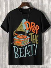 Men's Drop The Beat Vintage Print Cotton Casual T-Shirt