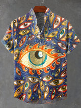 Eyes Abstract Art Print Cotton Linen Casual Shirt