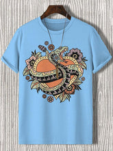Men's Snake Flower Love Graphic Print Cotton Casual T-Shirt
