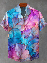Dream Color Flower Texture Vintage Print Cotton Linen Casual Shirt