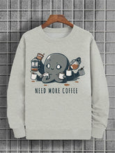 Men's Need More Coffee Octopus Print Cotton Casual Sweatshirt