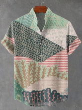 Field Patchwork Art Print Cotton Linen Casual Shirt