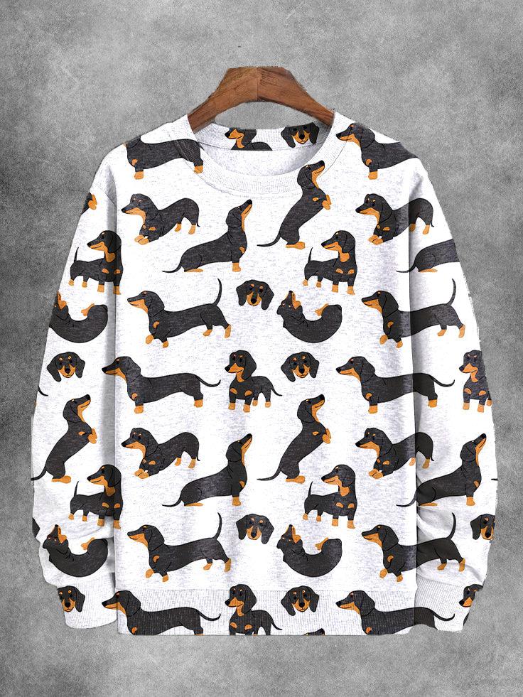 Men's Funny Dachshund Graphic Print Casual Sweatshirt